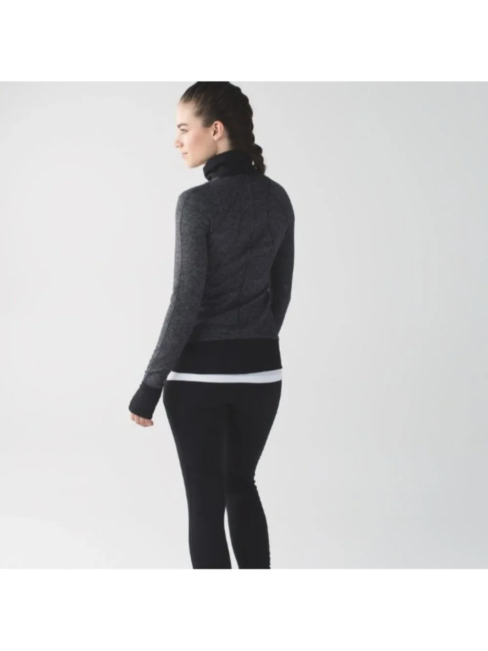 Lululemon Runderful 1/2 Zip Mini Check Pique Black Heathered Black / Black
